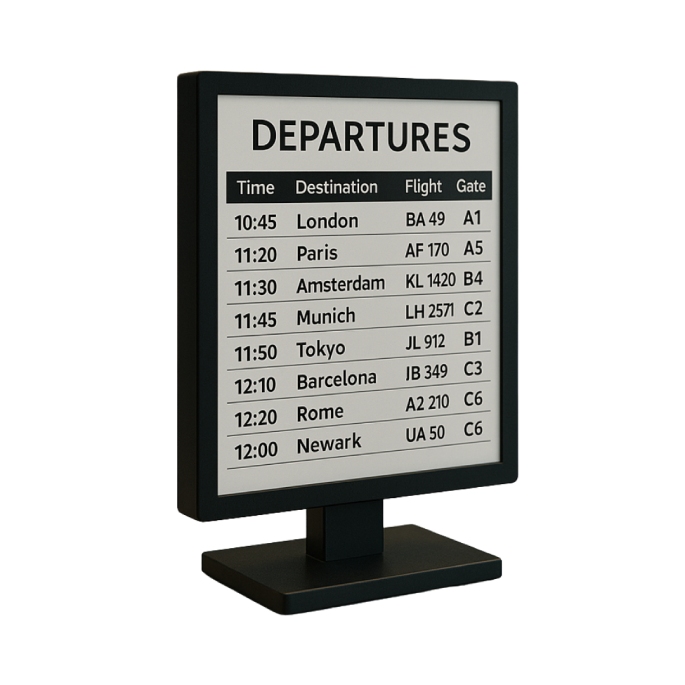 E-ink display table stands