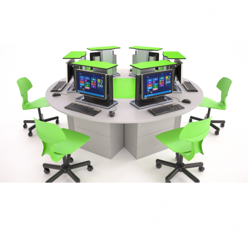 M1 Pop Up Round Computer Table 6 Person, Round Computer Tables