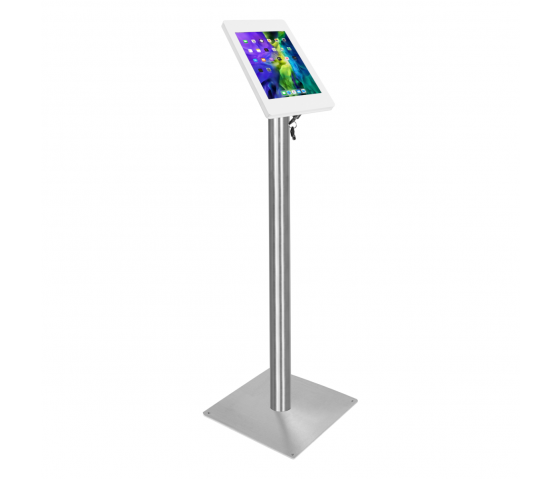 Soporte de suelo Fino para iPad Air/Pro de 11 pulgadas 2024 - blanco/acero inoxidable