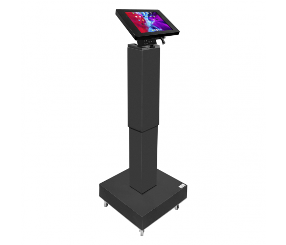 Electronically height adjustable tablet floor stand Ascento Securo L for 12-13 inch tablets - black