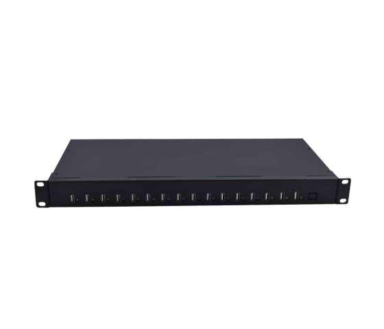 Bravour 16 poort 1U rack monteerbare USB-hub oplader og synkroniserer