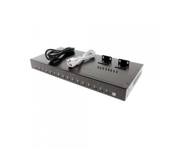 Bravour 16 poort 1U rack monteerbare USB-hub oplader og synkroniserer