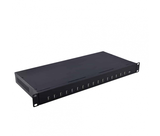 Bravour 16 poort 1U rack monteerbare USB-hub oplader og synkroniserer