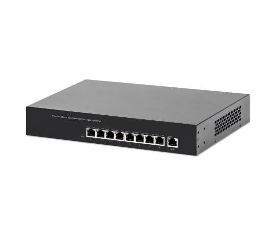 8-Port Fast Ethernet PoE+ Switch - 140W PoE, Desktop