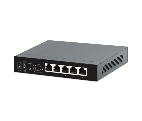 5-portars 2,5G Ethernet PoE+-switch - 55W PoE, skrivbords- och väggmonterad