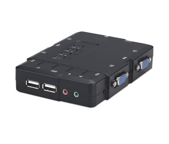 Switch KVM compatto a 4 porte con funzionalità audio e microfono
