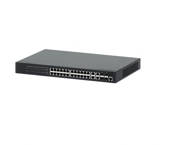24-Port Gigabit Ethernet Web-Managed PoE+ Switch with 4 Combo Ports - 370W PoE, Rackmount