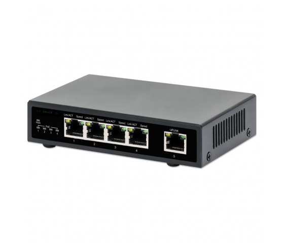 Switch 5 porte Gigabit Ethernet PoE+ - 62W PoE, Desktop