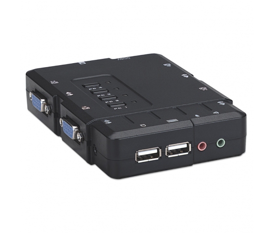 Switch KVM compatto a 4 porte con funzionalità audio e microfono