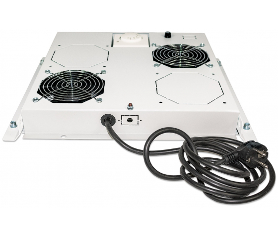 Ventilationsenhed med 2 ventilatorer til 19-tommer racks - grå