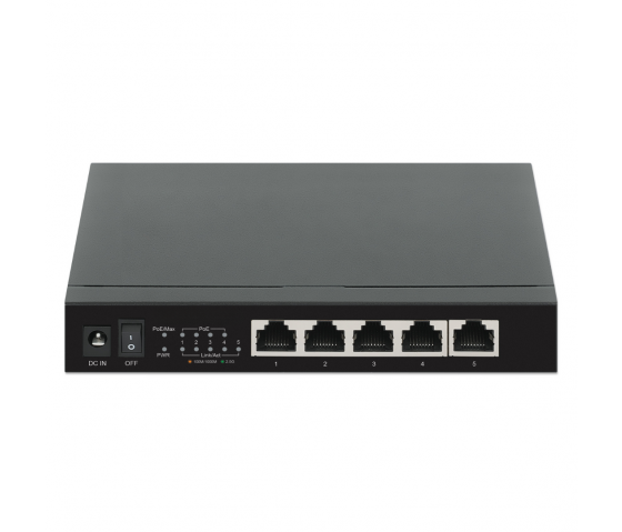  5-portars 2,5G Ethernet PoE+-switch - 55W PoE, skrivbords- och väggmonterad