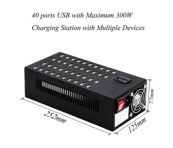40 ports USB-A 8.5W desktop charging hub - LED indicators