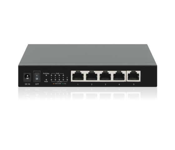  5-portars 2,5G Ethernet PoE+-switch - 55W PoE, skrivbords- och väggmonterad