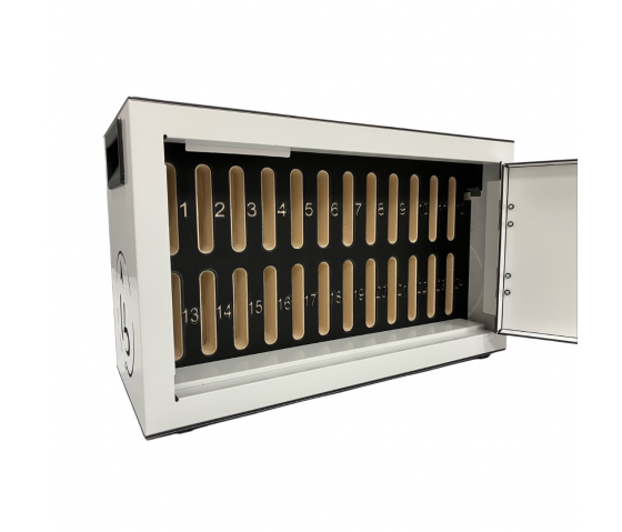 Lockable wall cabinet WBTOK24W for 24 smartphones - white