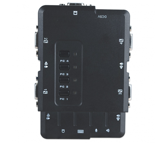 Switch KVM compatto a 4 porte con funzionalità audio e microfono