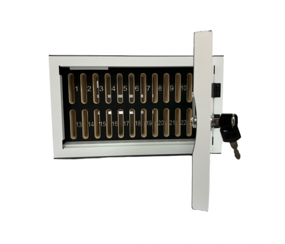 Lockable wall cabinet WBTOK24W for 24 smartphones - white