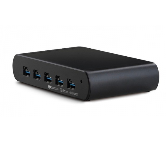 5 port Dual Charge USB-A/USB-C 150W opladningshub - sort