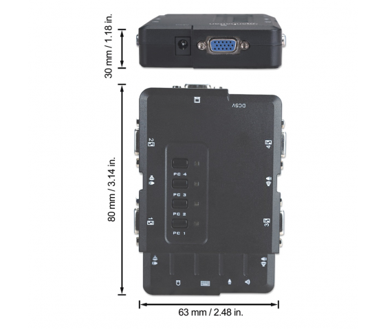 Switch KVM compatto a 4 porte con funzionalità audio e microfono