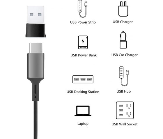 usb a naar usb c adapter - USB C naar USB A converter - USB A to USB C HUB - zwart - USB type A - USB type C - 2 stuks