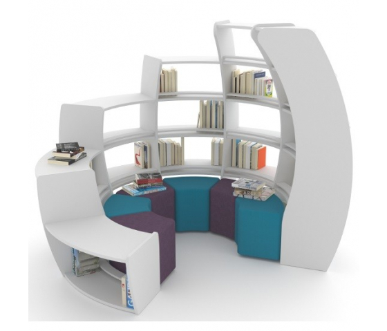 BookHive Spiral bookcase and reading corner - clockwise