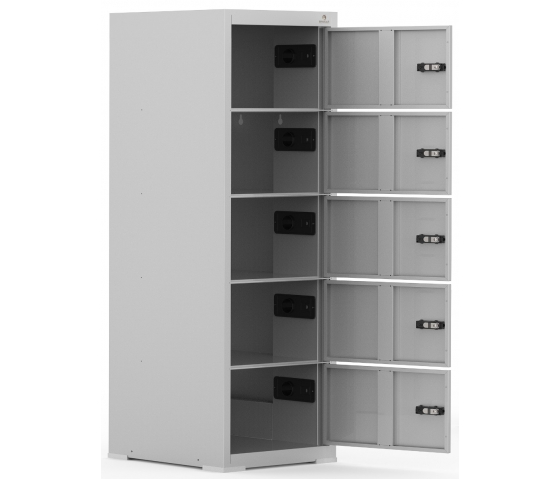 Charging locker Bravour BR5 with 5 large, lockable compartments - combination lock