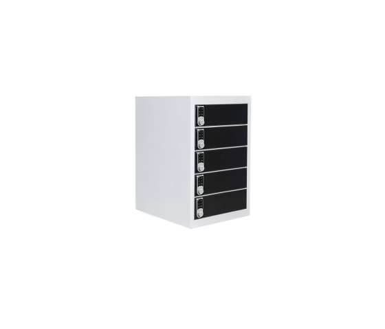 Compact charging locker BR5DCSDESK Black for 15 mobile devices - USB & power socket - digital code locks