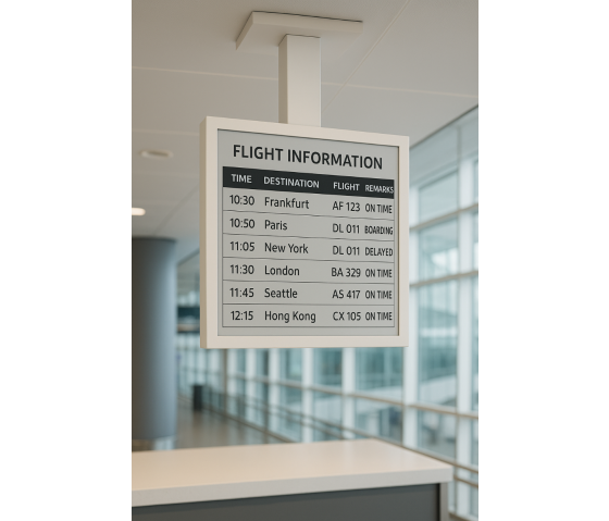 Tafelstandaard met geïntegreerd 25-inch E-ink-scherm - wit