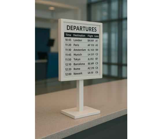 Deckenhalterung mit integriertem 13-Zoll-E-Ink-Display - weiß