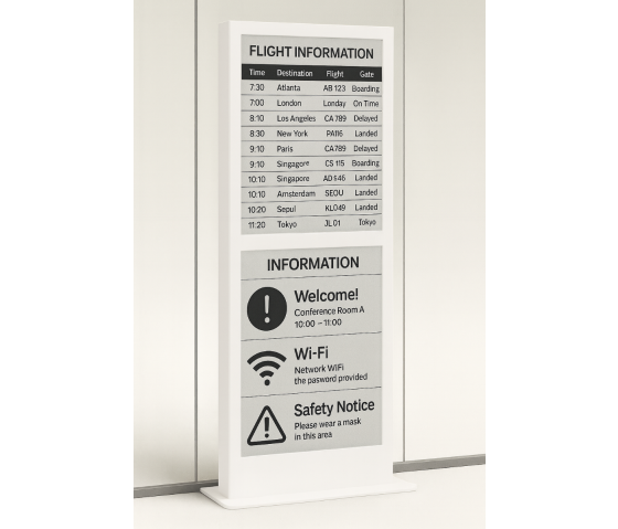 Tafelstandaard met geïntegreerd 25-inch E-ink-scherm - wit