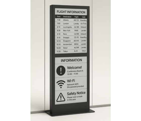 Informatiekiosk met geïntegreerd 32-inch E-ink-scherm – zwart