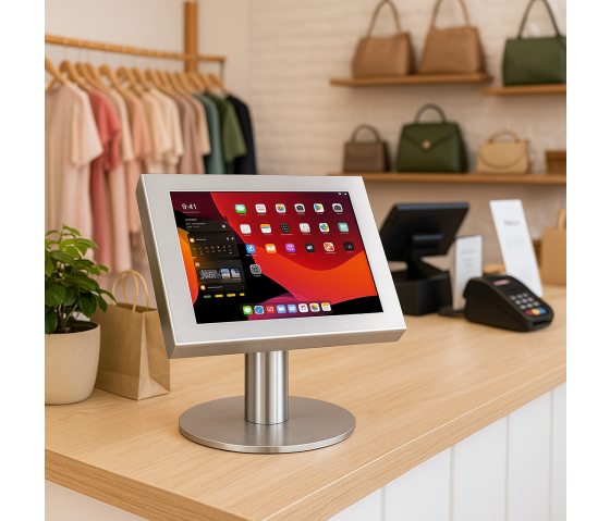 Supporto da tavolo Securo M per tablet da 9-11 pollici - acciaio inossidabile