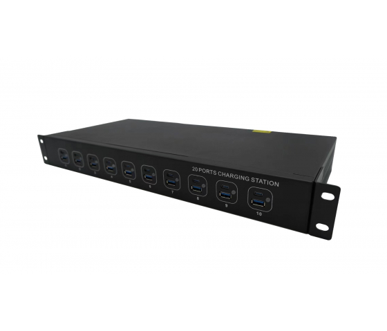 10 Ports USB-A & USB-C 40W 1U Rackmount Lade-Hub