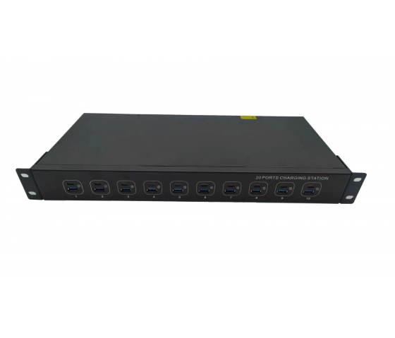 10 Ports USB-A & USB-C 40W 1U Rackmount Lade-Hub