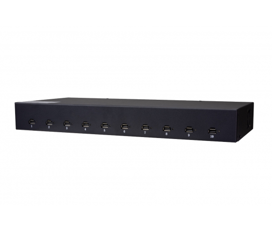 10 Ports USB-A & USB-C 40W 1U Rackmount Lade-Hub