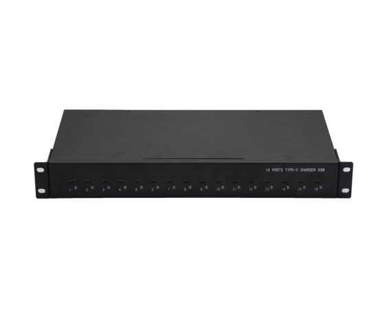16 portar USB-C 65W 1U Rackmount laddningshubb