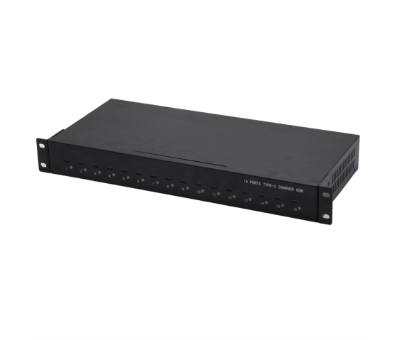 16 portar USB-C 65W 1U Rackmount laddningshubb