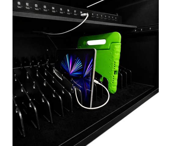 Armario de recarga BRVDC16 USB-C para 16 dispositivos móviles de hasta 17 pulgadas - negro