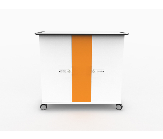 Lockable mobile charging cabinet CHRGT-GC-30-C for 30 iPads in large protective covers - digital code lock