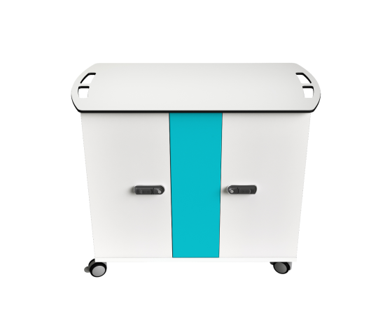 USB-C laptop cart with cables Zioxi CHRGTUC-LS-32-R# for 32 Laptops up to 16 inches - RFID lock