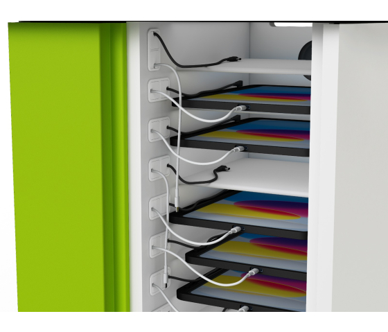 iPad and Pencil USB-C charging cart Zioxi CHRGTUC-PT-16-K# including USB-C cables for 16 iPads up to 10.9 inches - Key lock
