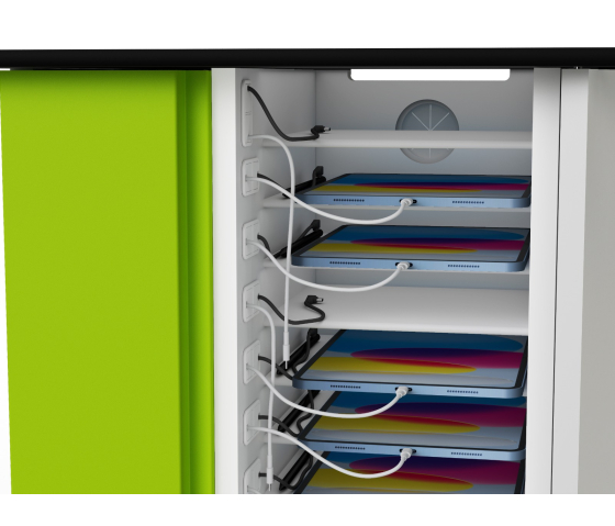 iPad and Pencil USB-C charging cart Zioxi CHRGTUC-PT-16-K# including USB-C cables for 16 iPads up to 10.9 inches - Key lock