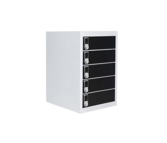 Compact charging locker BR5DCSDESK Black for 15 mobile devices - USB & power socket - digital code locks