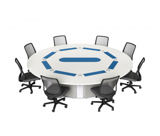 Runder 8-Personen-Computertisch M1 mit 8 mechanischen Pop-up-Monitorgehäusen