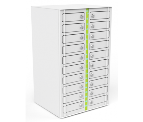 Armadietto a muro Zioxi per smartphone Volt bay VSP1-20W-UC-CP per 20 smartphone da 7 pollici - chiusura a combinazione - USB-C