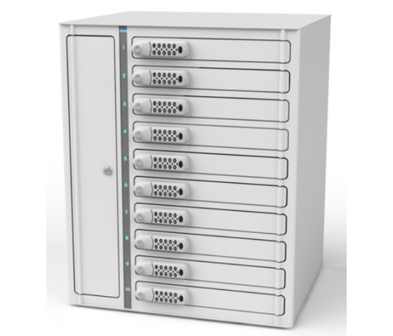 Taquillas de recarga para 10 portátiles o Chromebooks de hasta 17 pulgadas - Zioxi VLS1-10S-UAC-K - Cerradura con llave - USB-C