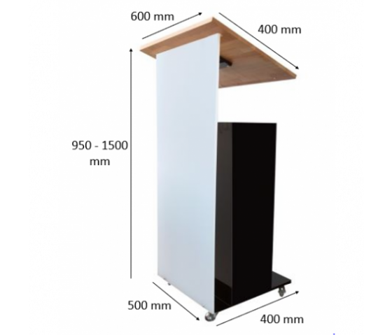 Height adjustable Acrylic/metal lectern Notulus - black