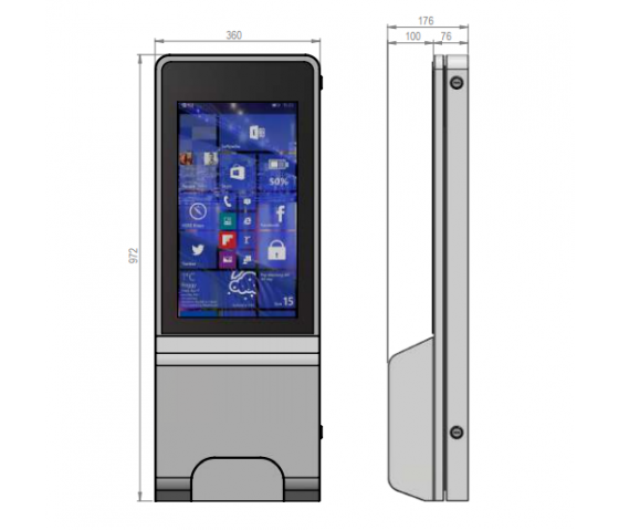 Multimedia disinfection column with sensor Elora - 22-inch screen - wall-mounted model