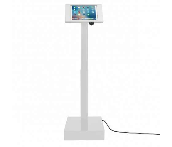 Supporto da terra elettronico regolabile in altezza per iPad Suegiu per iPad 9.7 - bianco - fotocamera e tasto home visibili