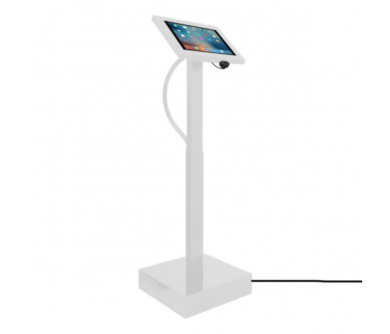 Electronically height adjustable tablet floor stand Ascento Securo M for 9-11 inch tablets - white