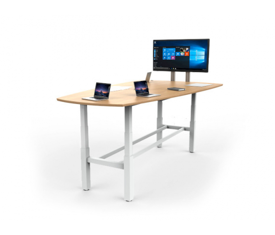 Team table HA in rectangular shape, height-adjustable, for max. 7 persons including powerDome